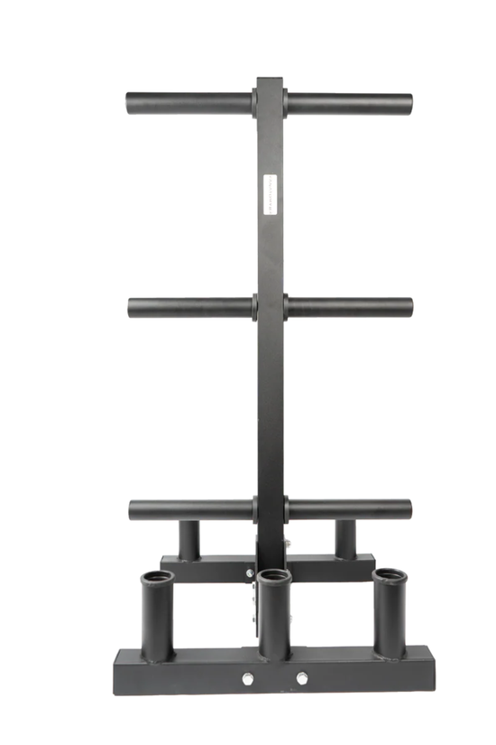 Weight plate tree with barbell holder
