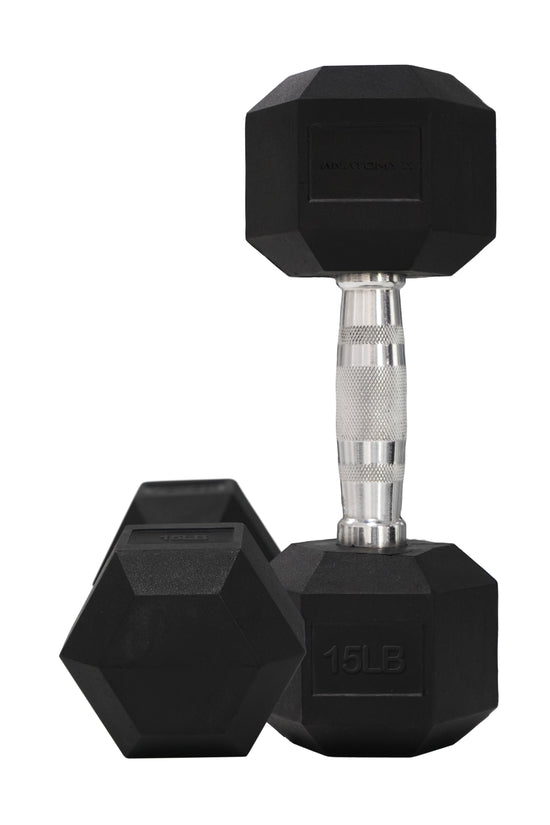 Hex rubber coated dumbbell Pair