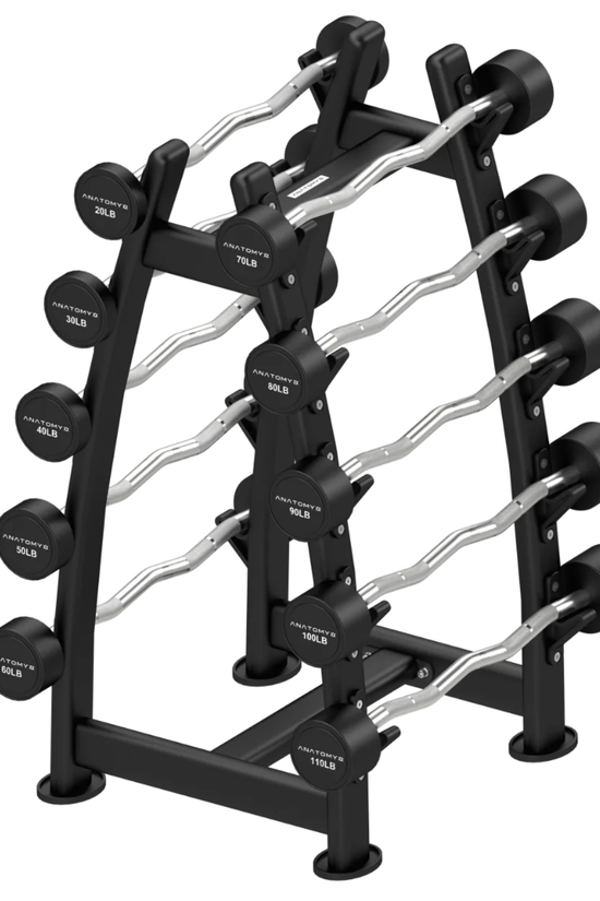 Fixed Curl Barbell Set with Rack 20LB - 110LB