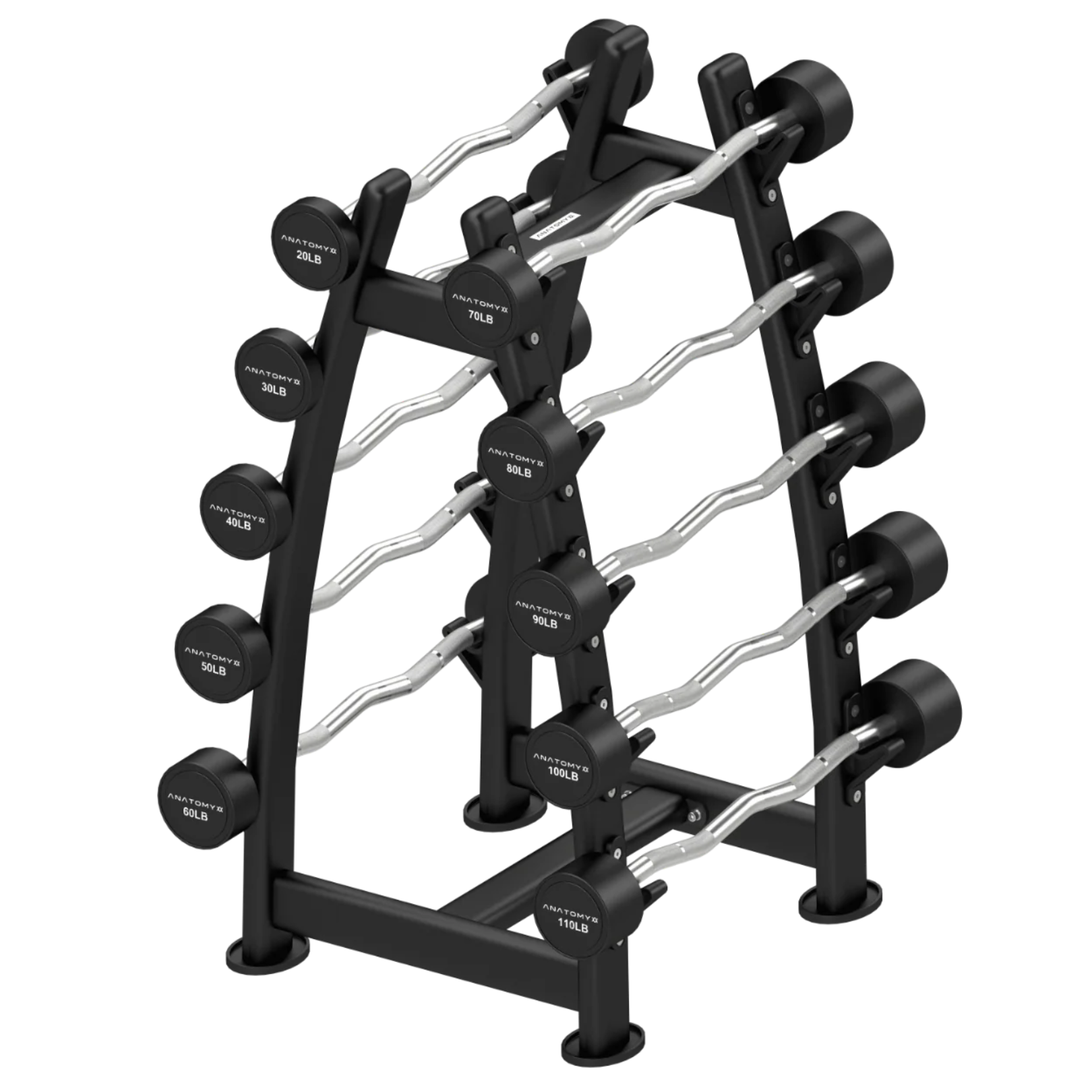 Fixed Curl Barbell Set with Rack 20LB - 110LB