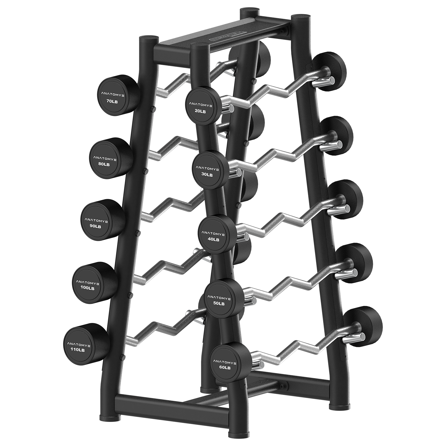 Fixed Curl Barbell Set with Rack 20LB - 110LB