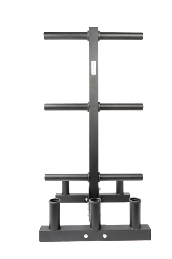 Anatomy weight plate tree with barbell holder