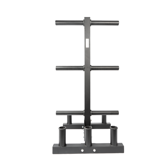 Anatomy weight plate tree with barbell holder