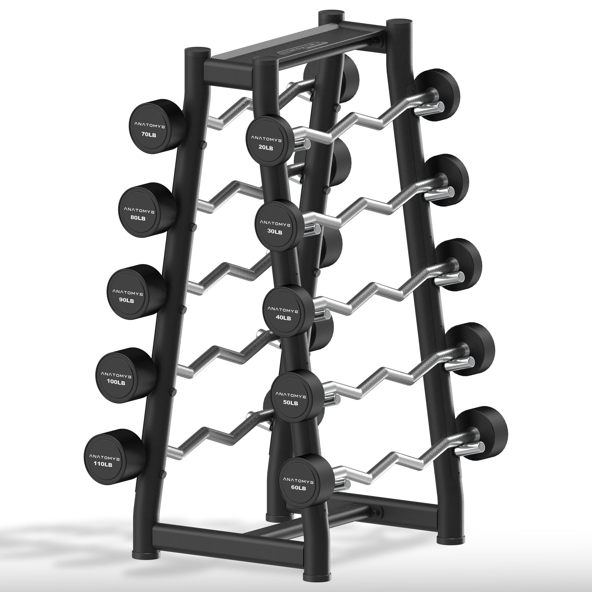 Fixed Curl Barbell Set with Rack 20LB - 110LB