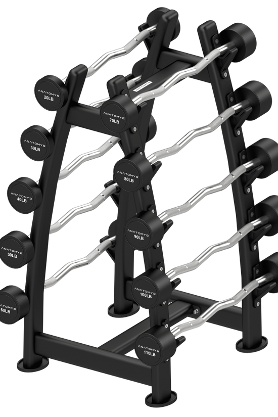 Fixed Curl Barbell Set with Rack 20LB - 110LB