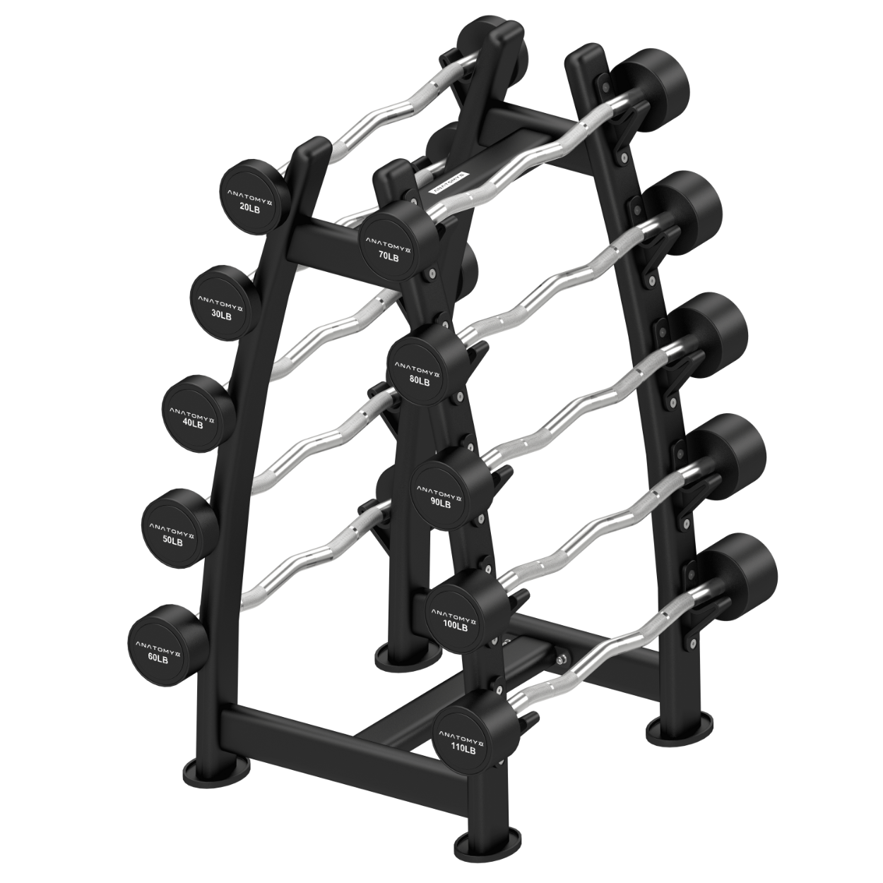 Fixed Curl Barbell Set with Rack 20LB - 110LB